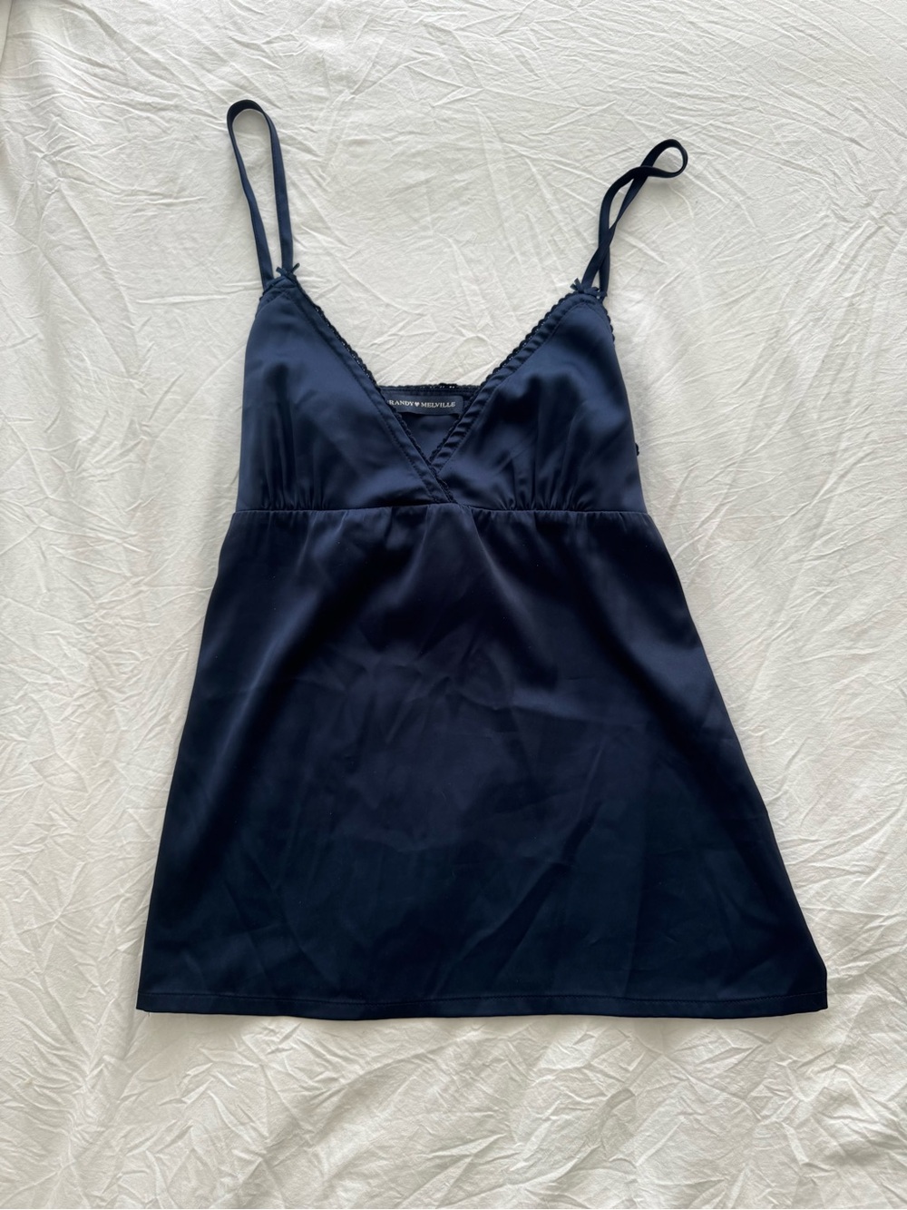 Brandy Melville navy satin top